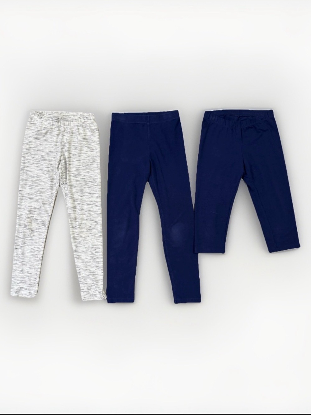 Cat & Jack Kids Leggings Sz 6 Navy Blue And Grey Lot Of 3 Full Length And Capri